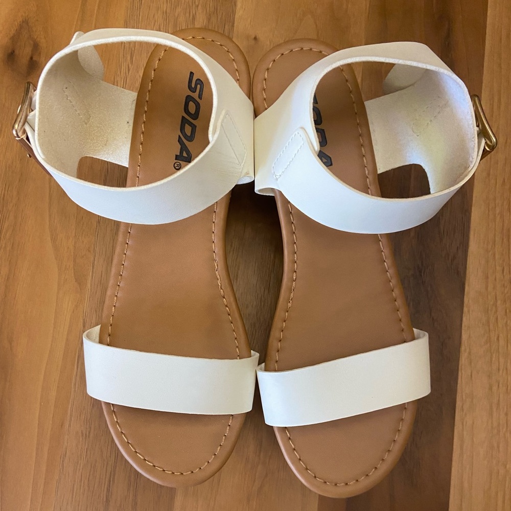 cute White platform sandals